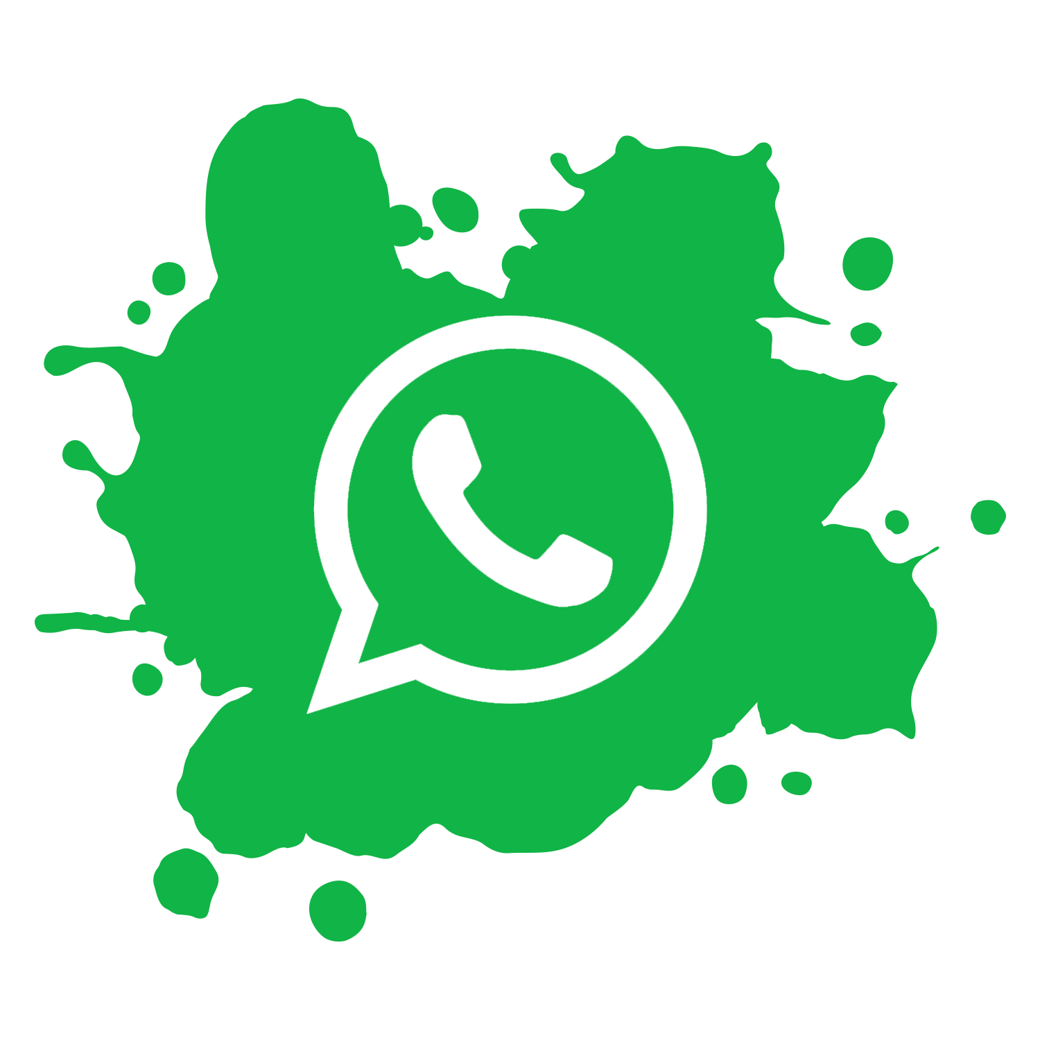CITYPNG.COMHD Green Paint Splash Outline WhatsApp Logo Icon PNG 1500x1500